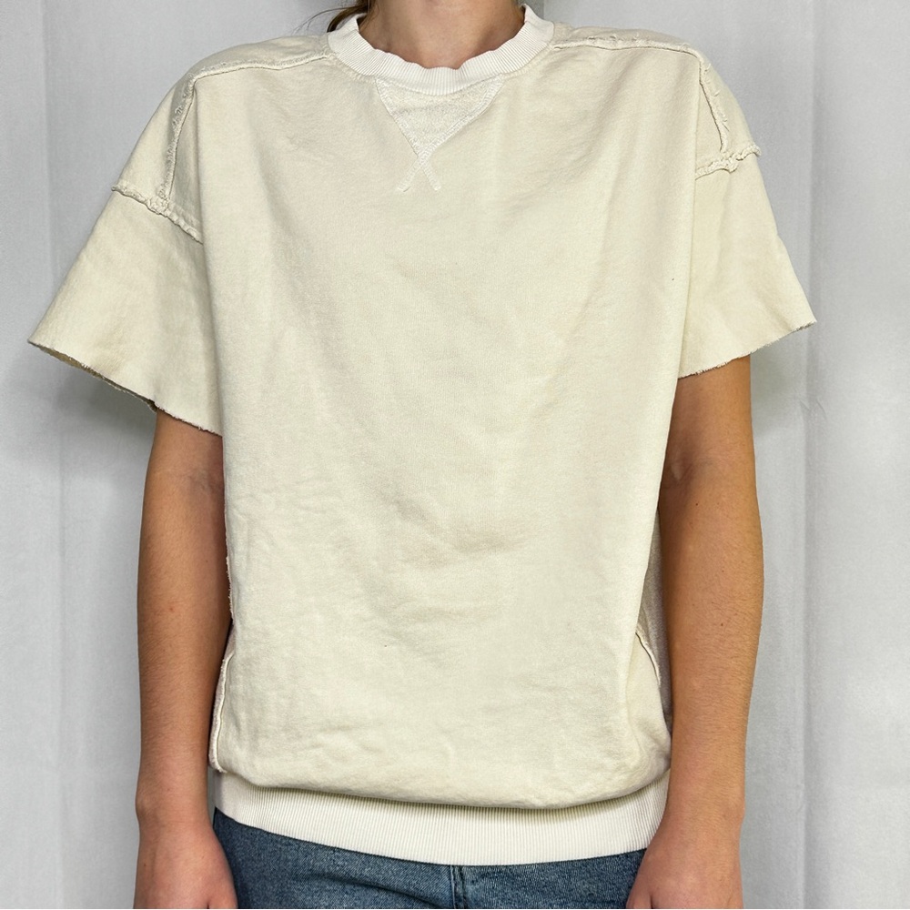 We The Free Oversized Sweater Box Cut Cream Phoenix Tee Casual Boho Terrycloth
